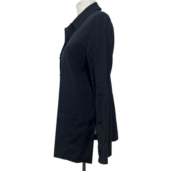 Theory Linen Blend Shirt Jacket Tunic Dark Navy Minimalist Button Up Women’s M - Picture 6 of 12